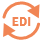 Circular arrows around text 'EDI'